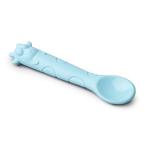 Silicone Baby Spoon Sky Blue Cow Shape Handle CKS Zeal