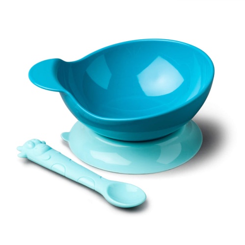 Blue Silicone Baby Bowl & Spoon Set CKS Zeal