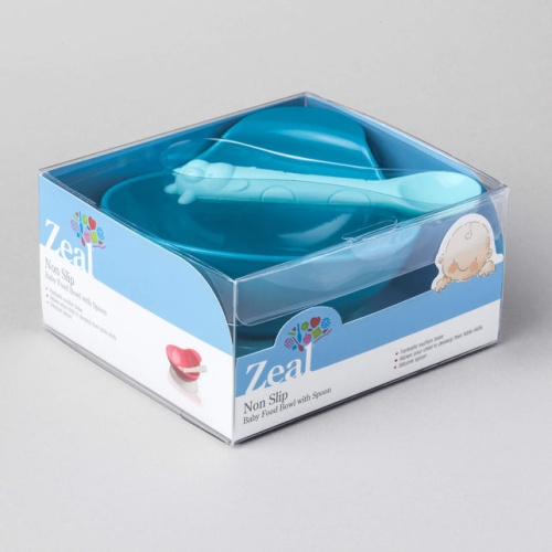 Blue Silicone Baby Bowl & Spoon Set CKS Zeal